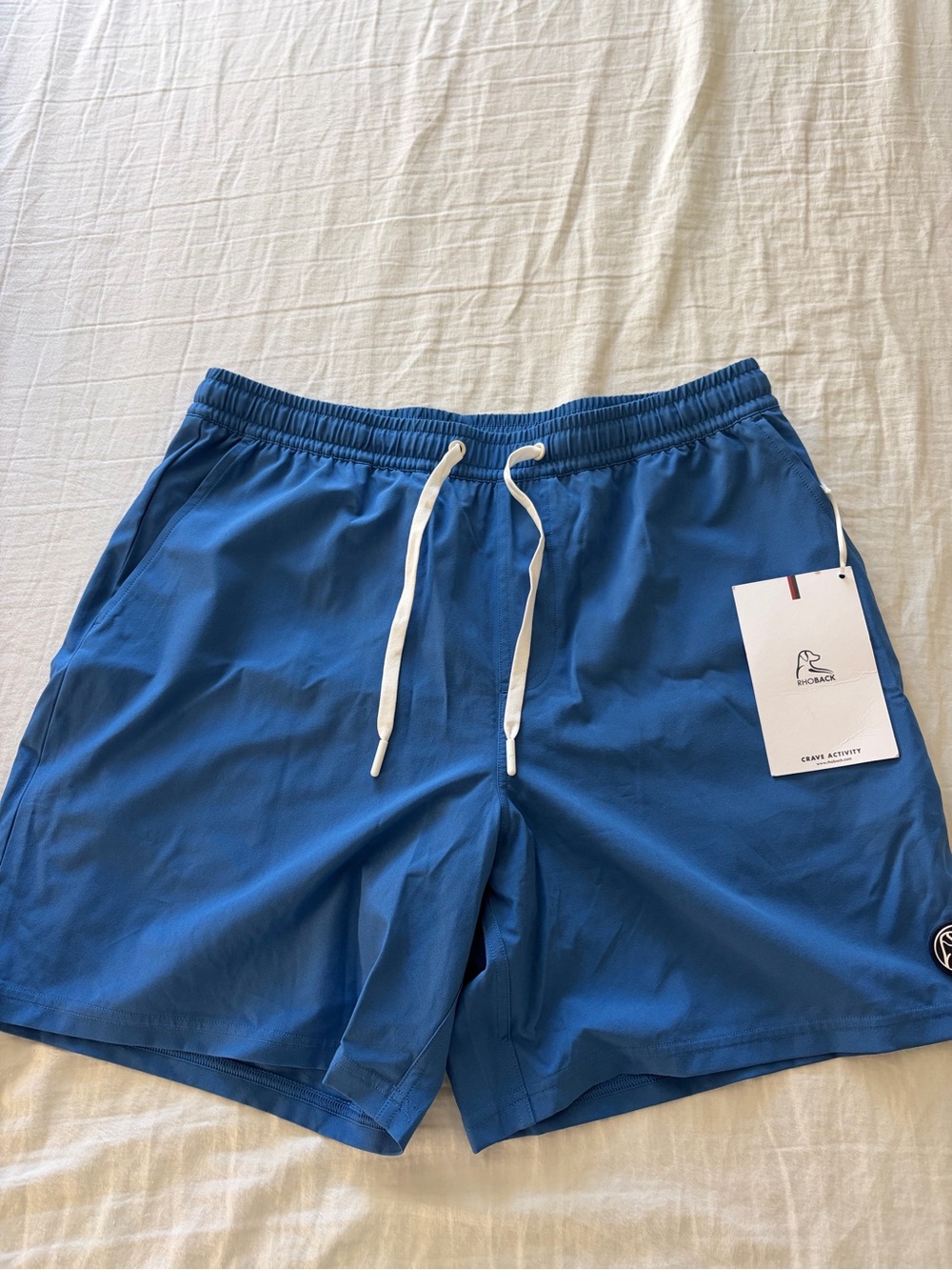 Rhoback Electric Blue Swim Trunks with White Drawstring
